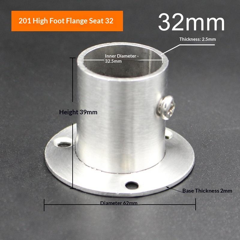Stainless Steel Closet Rod Holder Flange Wall Mounted Pipe Bracket for 25mm Bar Heavy Duty Support for Cupboard Wardrobe Shelf