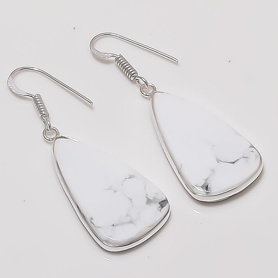 

Natural Howlite Gemstone Handmade 925 Sterling Silver Jewelry Earring 1.89 AEE-10916