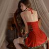 LARTIGENT Velvet Padded Christmas Lingerie Dress Set