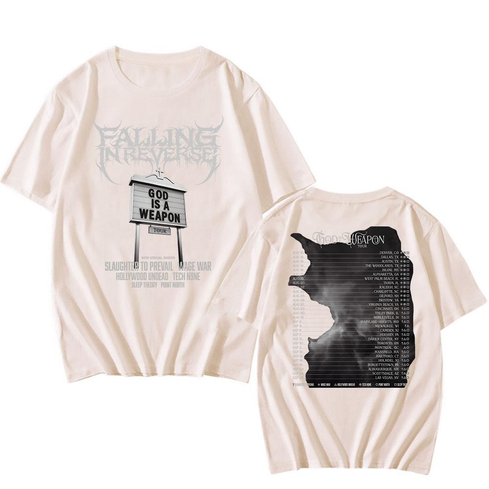 God Is A Weapon Tour 2025 NEW T-shirt Band Falling in Reverse Graphic Tshirts Cotton Short Sleeve Male T Shirt Unisex Streetwear
