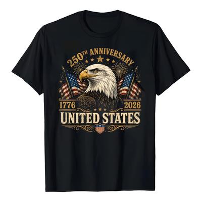 250th Anniversary USA 1776-2026, Patriotic American Eagle T-Shirt All Sizes