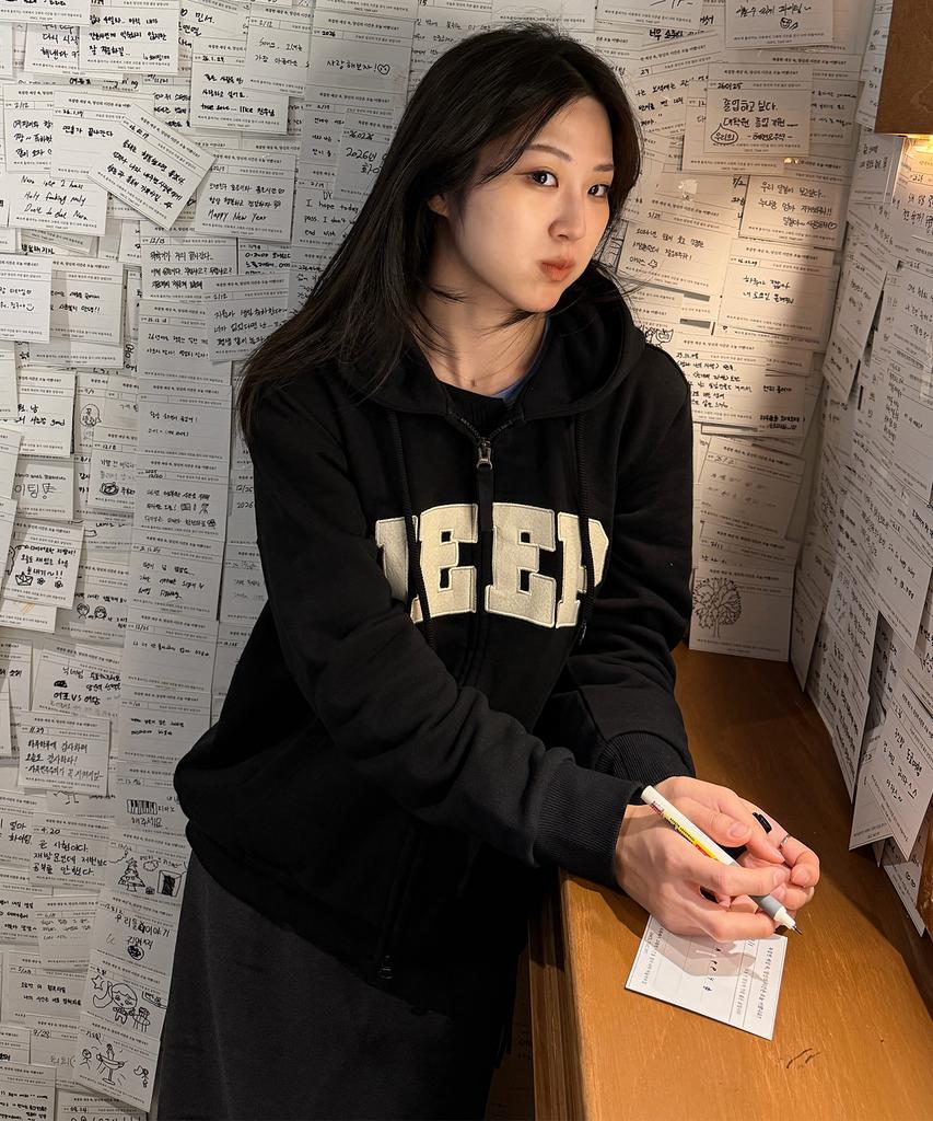 Jeep Jeep Big Logo 2-Way Oversized Zip-Up Hoodie (Jr5Tzu075Bk)