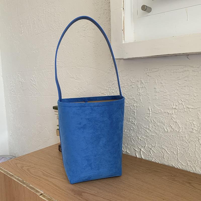 Summer new retro solid color large-capacity bucket bag women's simple fashion versatile underarm shoulder bag