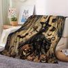 Custom Halloween Blanket Witch Pumpkin Black Cats Bats Design Personalized Name Fleece Throw All Season Soft Warm Bedding Home