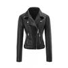 Womens Slim Fit PU Leather Jacket Short Motorcycle Style Zip Snap Button 2025