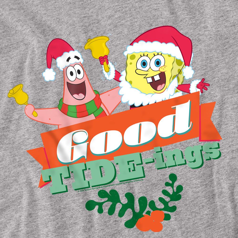 SpongeBob SquarePants Unisex Adult Good Tide-ings Patrick Star Santa Claus Christmas T-Shirt