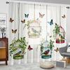 2 Pieces HD Digital Butterfly Caged Bird Printed Window Valance Home Decorating Style Decorating Living Room Bedroom Rodding Cur