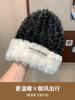 Wool hat autumn and winter women's versatile knitted bag head shows a small face and keeps warm, white plush plush cold hat big head circumference