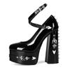 2025 Women's Punk Gothic Style Motorcycle Super High Heels Ladies Pumps Rivet Cosplay Costum Buckle Metal Chain Punk Shoes Girls