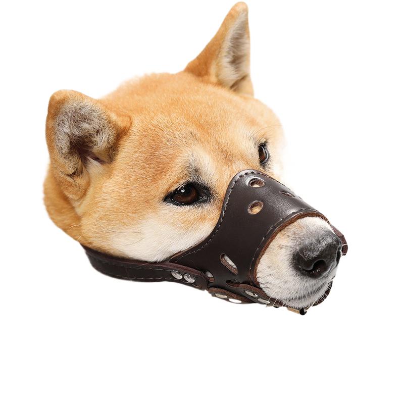

Намордник для собаки, против укуса, против лая, против еды, намордник для собаки из искусственной кожи, защитный намордник для домашних животных, маска для маленькой и большой собаки M коричневый