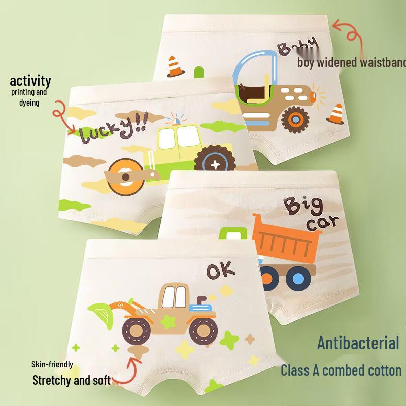 Dětské kreslené bavlněné boxerky se středním pasem - Prodyšné studentské spodní prádlo třídy A