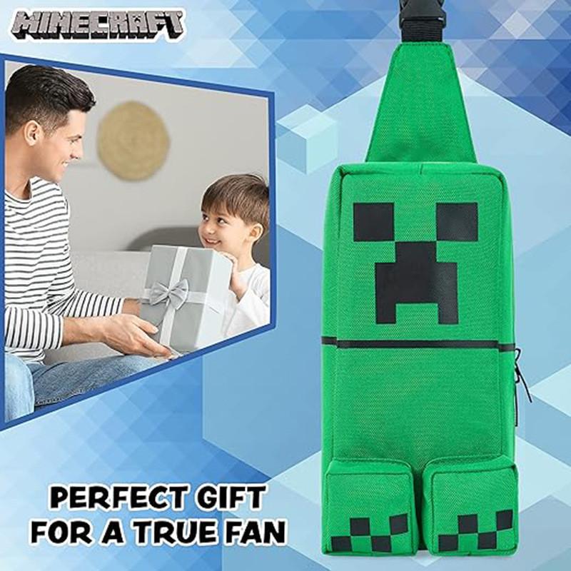 Minecraft Backpack Canvas Cartoon Creeper Wolf Casual Shoulder Bag For Daily Use