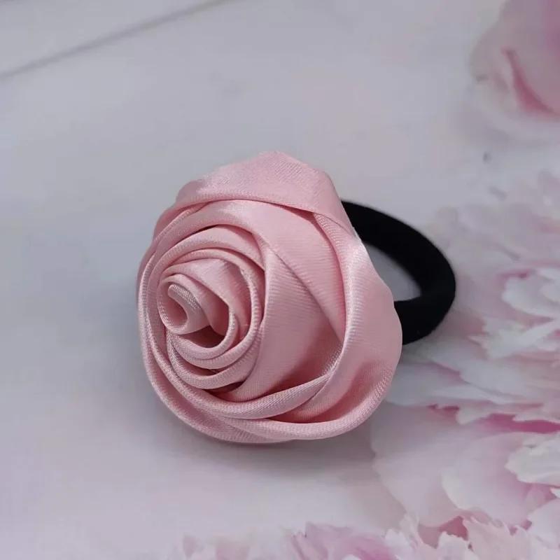 

Веревка для волос с розой, французский стиль, ретро, нежная, большая, резинка для волос в виде кишки, художественные, атласные, глянцевые резинки для волос, женские