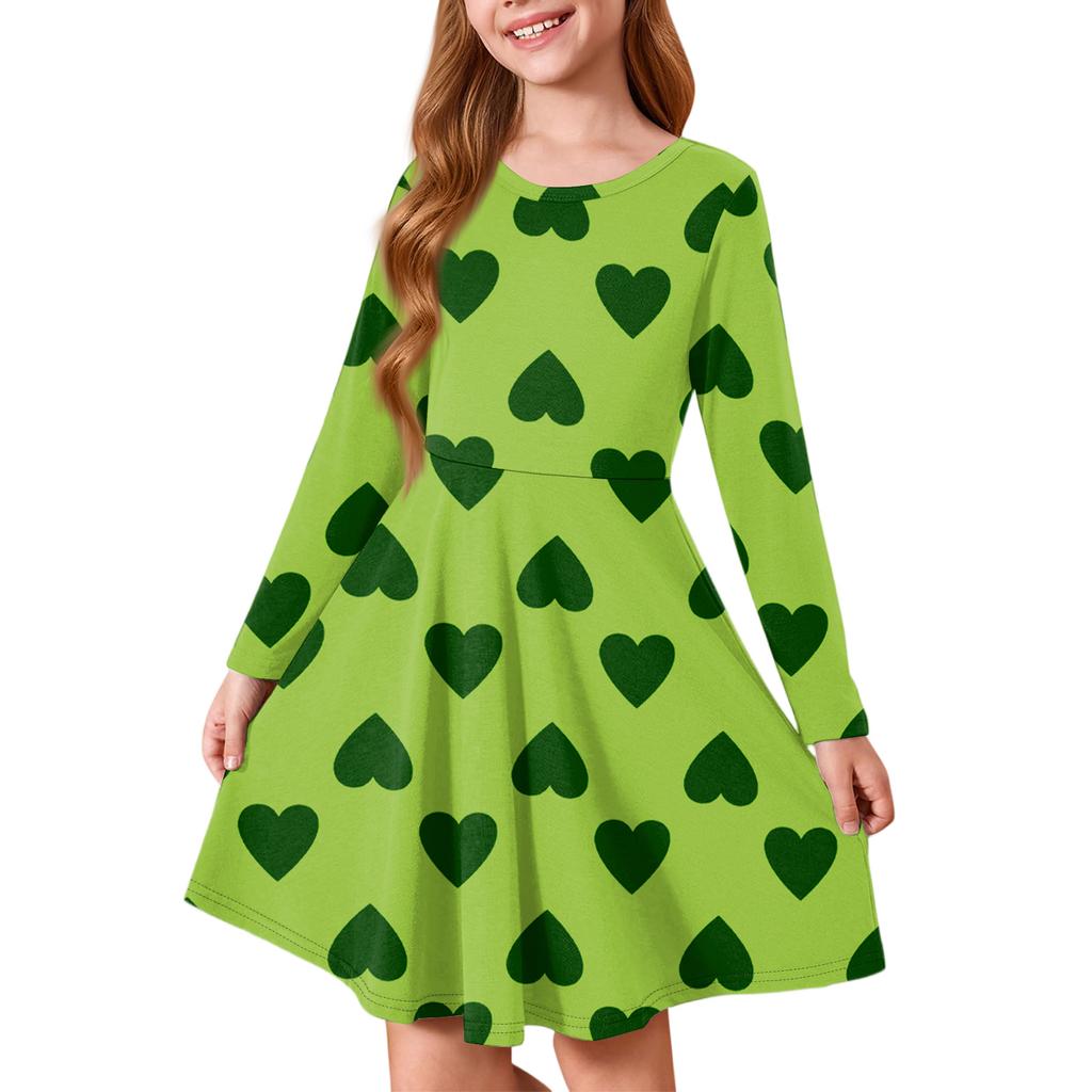 Vestito estivo da principessa per bambina - Vestito a T-shirt a manica lunga linea ad A San Valentino