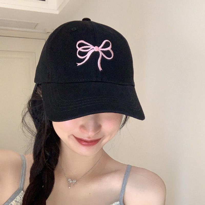 RICYGVM Bow Embroidery WoUnisex Baseball Hat Korean Girl Duckbill Cap Outdoor Sun Protection Visors Solid Color Duck Tongue Cap