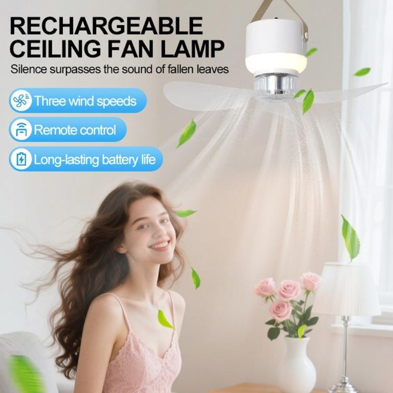 11,4 Zoll USB-wiederaufladbarer Campinglüfter mit Fernbedienung und LED-Licht, 3 Geschwindigkeiten, 3 Helligkeitsstufen für Zelt und Outdoor