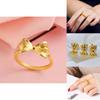 Fashionable Gold Plated Brass Butterfly Knot Ring Open Style Adjustable For Womens Trendy Look