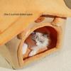 House Cat & Small Dog Winter Teddy House with Detachable, Washable Pet Mat - Warm Four Seasons Enclosed Bed
