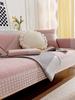 Nordic All Cotton Shaped Sofa Cushion All Seasons Universal Non-Slip Simple Cotton Fabric Cushion Sofa Cover