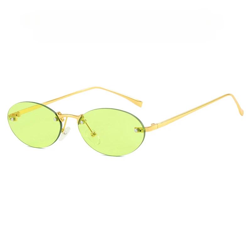 Cat Eye Sun Glasses Female Outdoor Shopping Shades Rimless Driving Eyewear Glasses Retro Oval Sun Glasses Shades UV400
