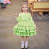 Girls' Fashionable Cute Solid-Color Stylish Children's Cake Dress Princess Dress Long-Sleeve Dress