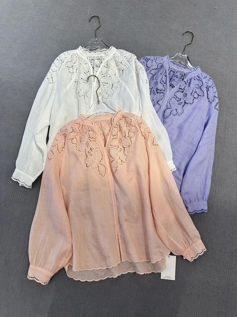 Nanyou 2026 Spring French Style Lace Embroidered Loose Shirt
