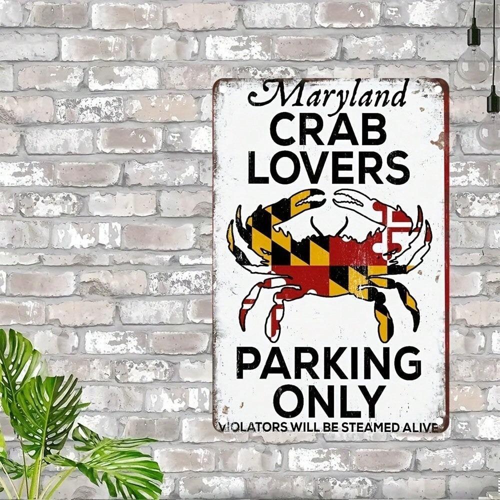 Maryland Crab Tin Sign Retro Parking Metal Wall Decor 8x12 Inches Kitchen Bar Garage Pub