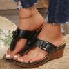 Fashion Flower Clip Toe Wedges Sandals Women Summer Plus Size 36-43 Thick Sole Slippers Woman Lightweight Vacation Beach Flip Flops