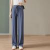 Women's High-Waist Ice Silk Wide-Leg Summer Pants – Lightweight, Loose, Straight, Anti-Mosquito Design.
