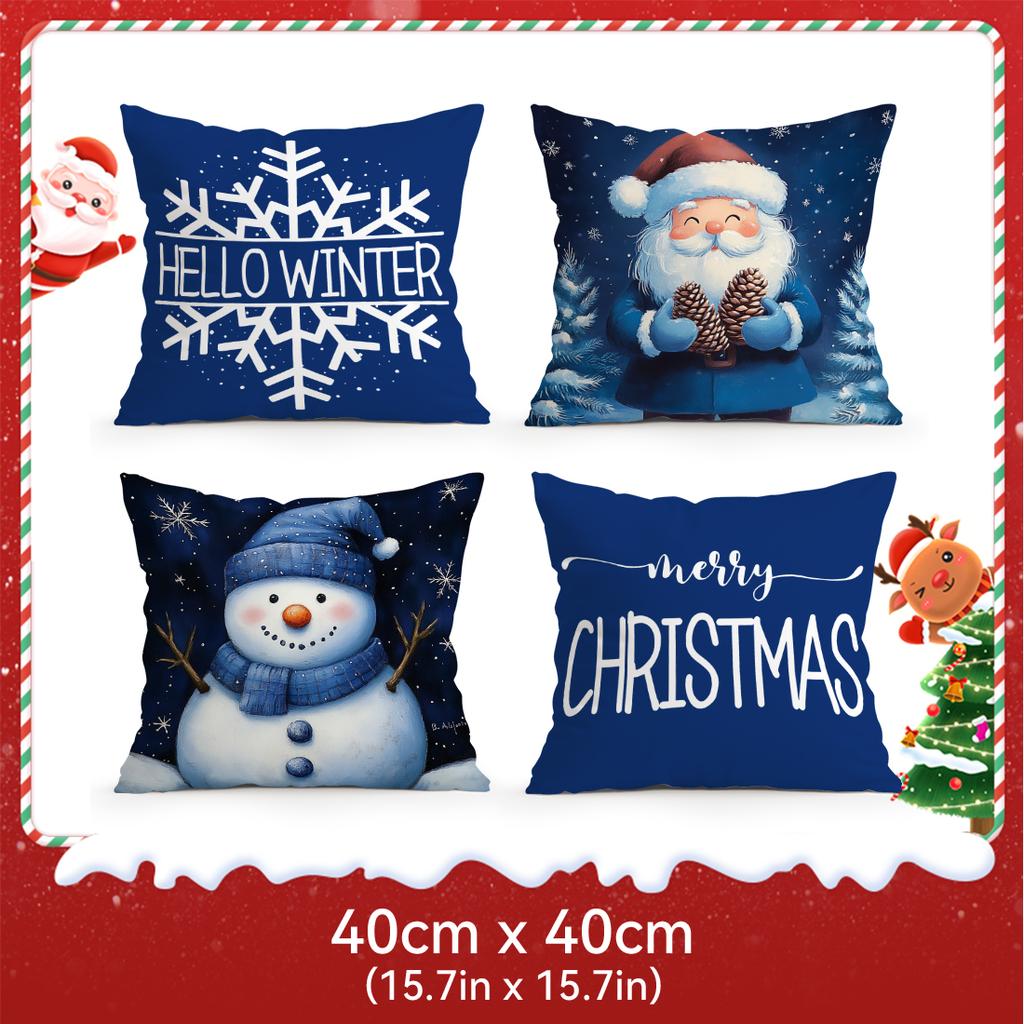 Christmas Snowman And Dwarves Pillowcase Bedroom Sofa Cushion Cover 100% Polyester Living Room Cushion Pillowcase Home Decor