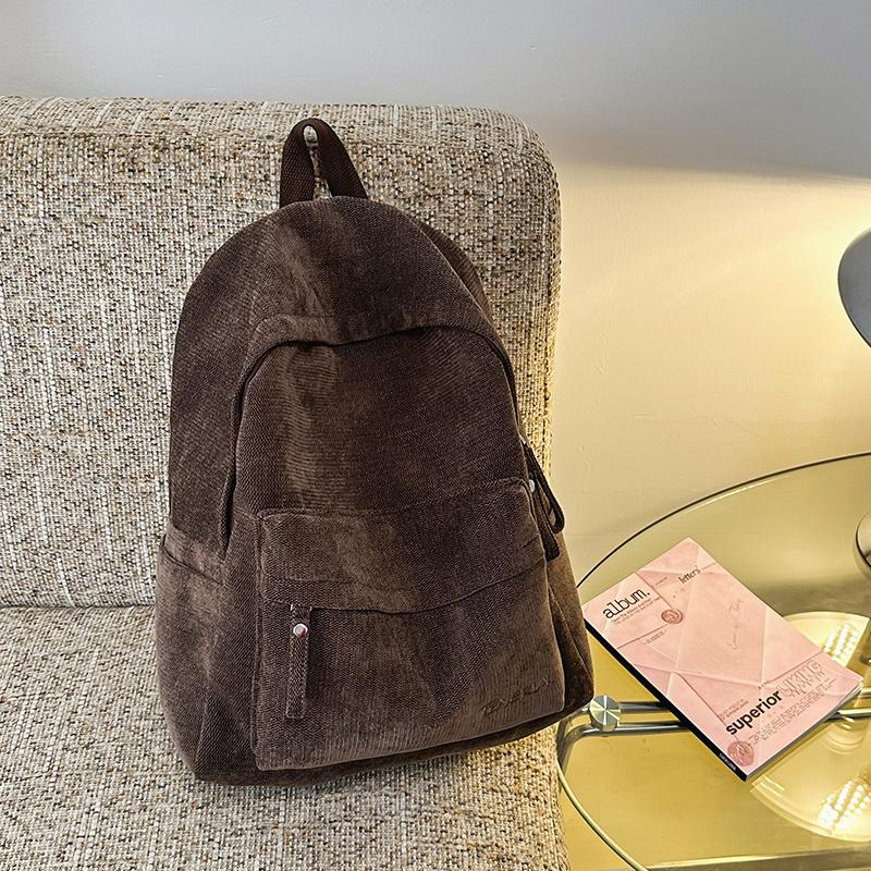 

Винтажный однотонный рюкзак, школьный рюкзак для средней школы, рюкзак большой вместимости кофейный