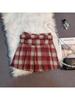 High-Waisted Plaid Woolen Pleated Skirt - Women's A-Line Autumn/Winter 2025 Academy Style