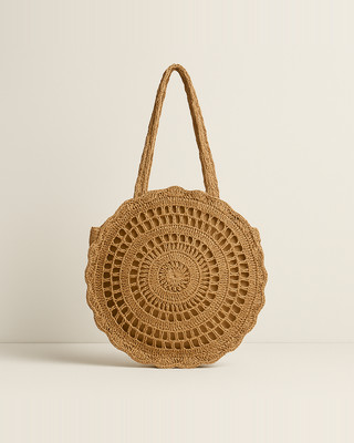 Velká kulatá ručně pletená plážová taška ze slámy Women Bohemia Hollow Totes přes rameno