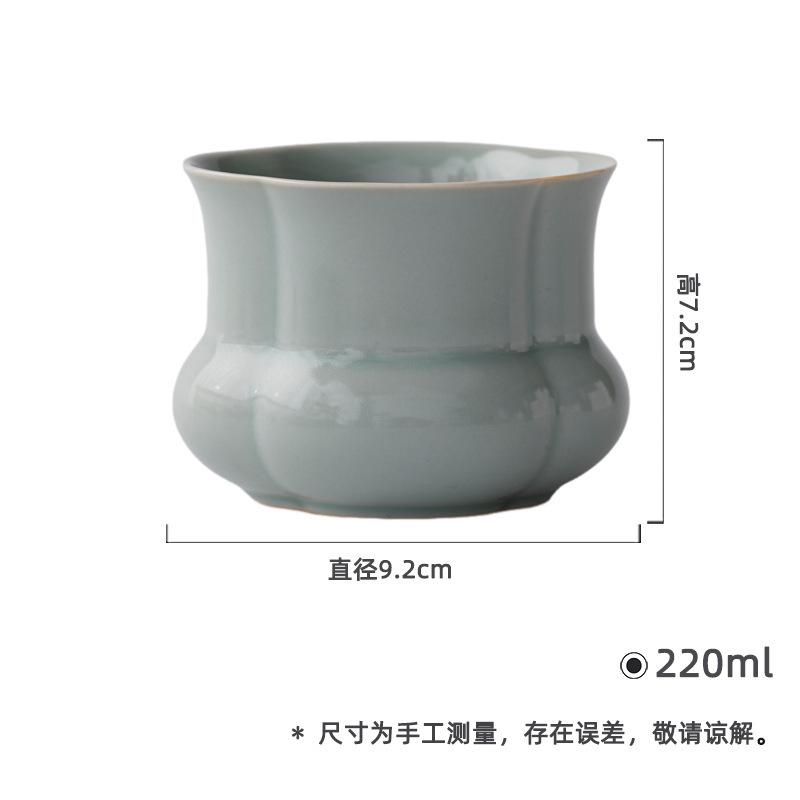 

220ml Yaozhou Kiln Handmade Ceramic Azure Jianshui Tea Wash Tea Garbage Can Household Chaxi Tableware Equipment Ornaments Craft