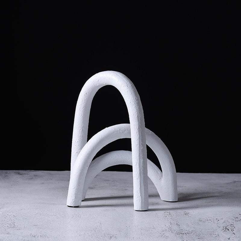 

Creative Resin Crafts Geometry Arch Semicircle Three-dimensional Abstract Handicraft Decorative Figurines Home Decoration 21x13.5x23cm білий