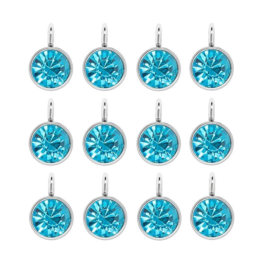 144Pcs/Lot Birthstone Necklace Pendant Jewelry Making Rhinestone Stainless Steel Charms For Women Earrings DIY Accessories Gift
