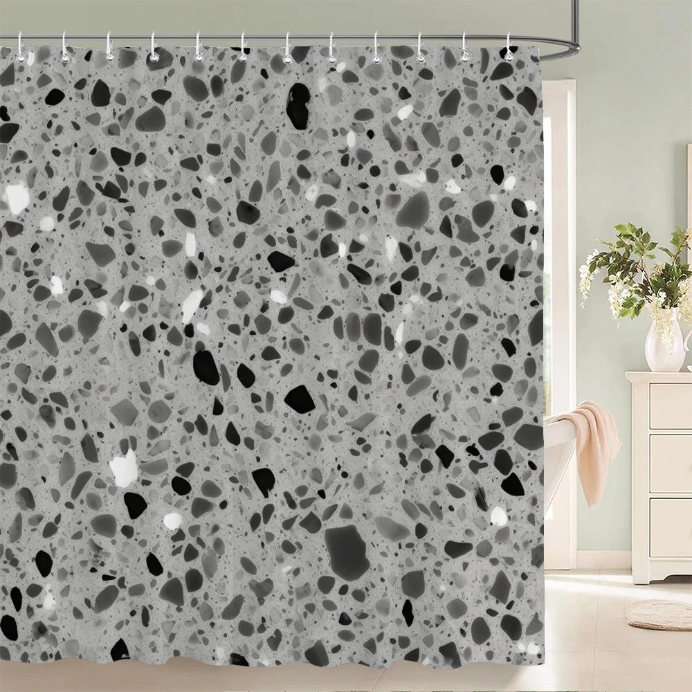 Modern Simple Mosaic Shower Curtain Waterproof Bath Curtains with 12 Hooks for Bathroom Home Decoration Polyester Fabric Screen