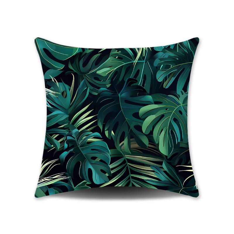 Green Leaves Plush Cushion Cover for Sofa or Bedroom