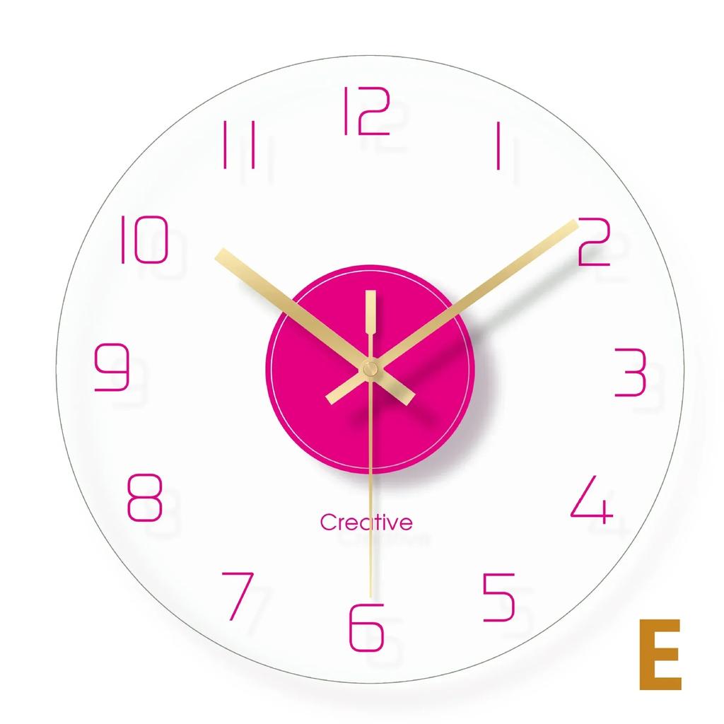 Transparent Tempered Glass Mute Wall Clock Fashion Home Furnishings Bedroom Study Decorate Birthday Christmas Gift Wall Clocks