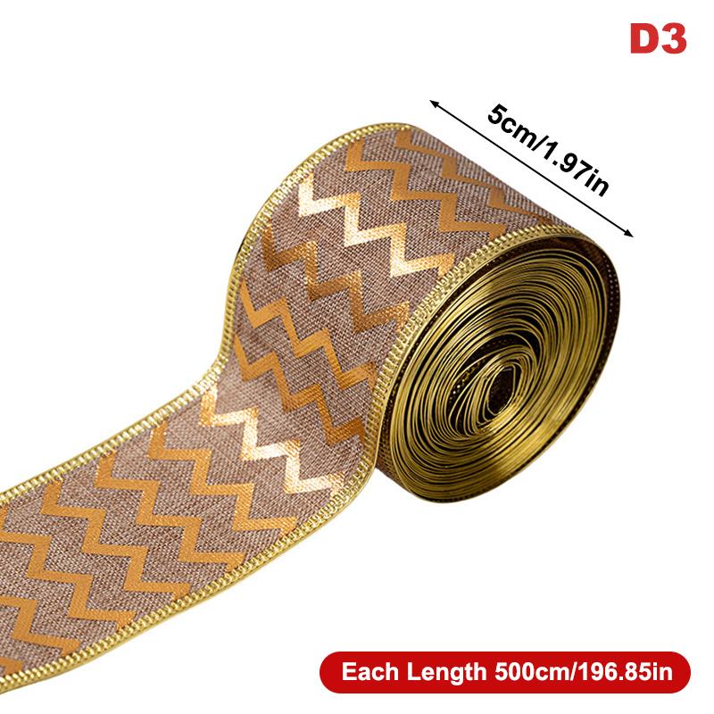 5M Christmas Ribbon Diy Christmas Tree Decoration Wreath Decoration Christmas Tree Snowflakes Snowman Pattern Xmas Holiday Decor