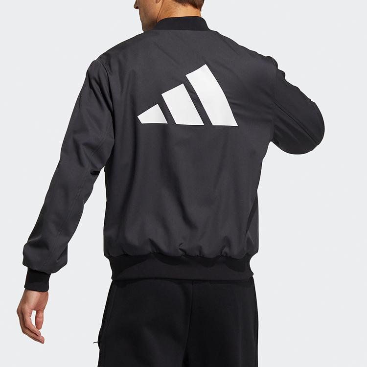 Adidas Fleece-Lined Warm-Up Jacket With Logo Print Men Outerwear Black GP0975