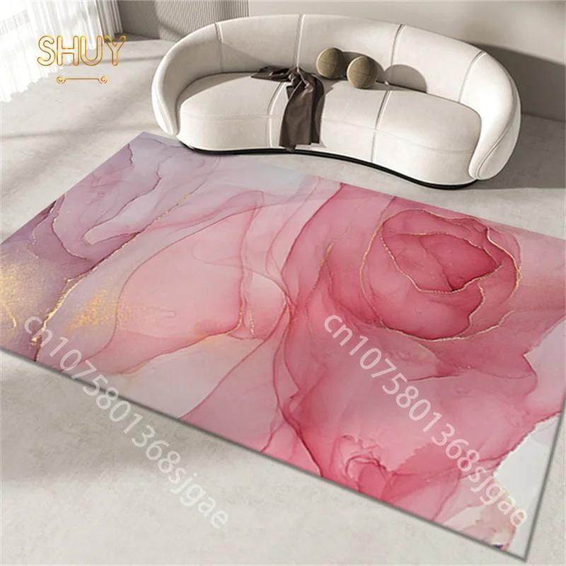 Oil Painting Print Rug Pink Flannel Bedroom Bedside 180*280cm Large Area Rugs Retro Art Decor Carpet Kitchen Non-Slip Floor Mats