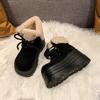 Fashion New Winter Chunky Casual Snow Shoes Woman 10CM High Platform Wedge Heels Warm Fur Sneakers Fashion Women Buckle Leather Shoes