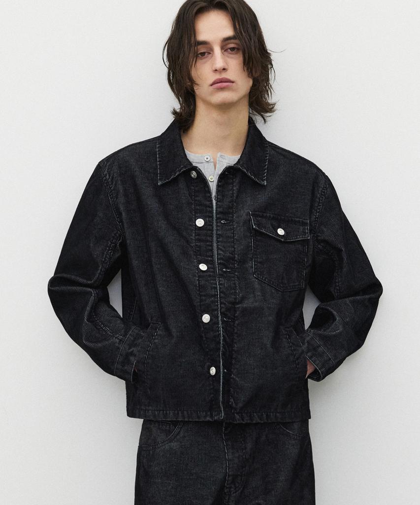 Suare Washed Corduroy Jacket Black
