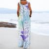 Women's Fashion Casual Loose With Pockets  Sleeveless Printed Jumpsuit