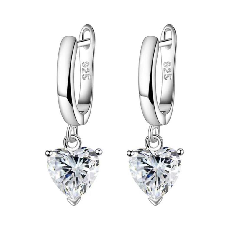 3Pieces Elegant Heart Shaped Cubic Zirconia Jewelry Set Necklace Earrings Ring Lightweight Accessories for Women