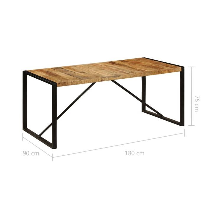 Table de salle à manger en bois de manguier brut 180 cm - VIDAXL - Style industriel