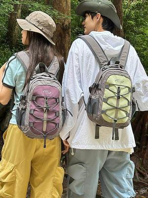 Color Block Hiking Backpack - Large Capacity, Versatile, Casual Shoulder Bag with Lanyard