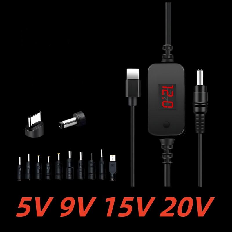 1 Set Cablu Power Boost Tip C Pentru Router Wifi Mini Ventilator Dc 5-20V 65W Convertor Boost Cu 8/10 Adaptoare Cablu Boost Tip C La Dc