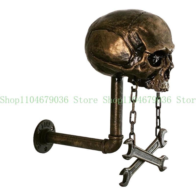 652F Motorbike Helmet Holder Wall Mount Helmet Rack Skull Helmet Stand Skull Head Holder for Coat Wall Decorations